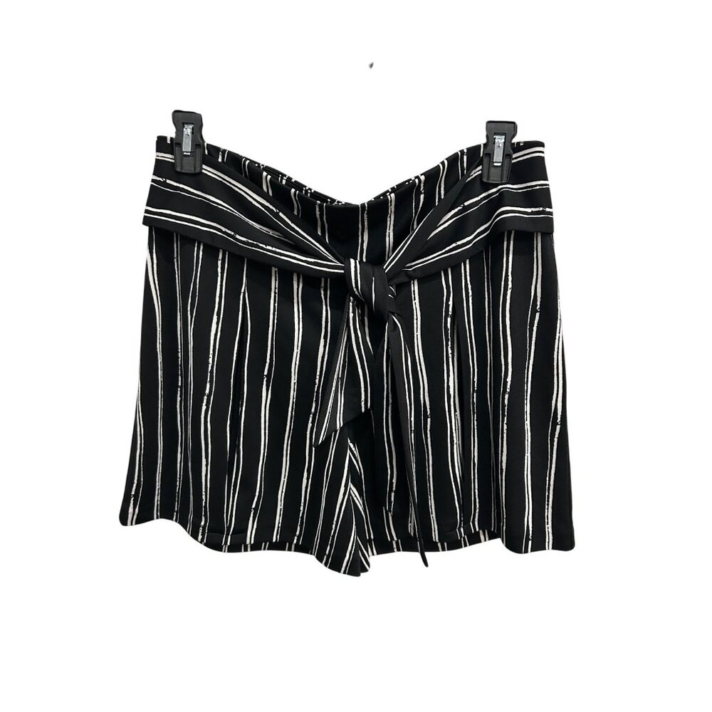 NYCC Womens Black & White Striped High-Waist Tie-Front Shorts Size 10 Summer